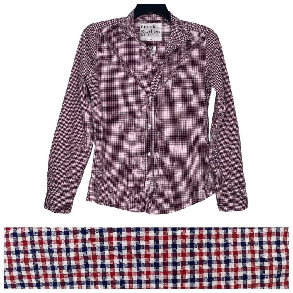 Frank & Eileen Button-Up Shirt Size Large Long Sleeves Barry Cotton Gingham
